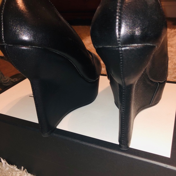 wedges size 6 peep toes shoes sandals black New - Picture 4 of 6